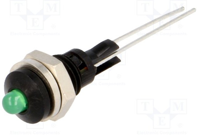 2663.8083, Индикат.лампа: LED, выпуклый, Отв: d6мм, на печатную плату, латунь