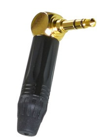 Seetronic MTP3RC-BG кабельный разъем угловой Jack 3.5мм TRS (стерео), черный корпус, золоченые контакты, под кабель 2-4.5мм