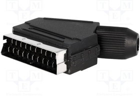 SCART-09, Разъем: SCART; вилка; "папа"; на провод; угловой
