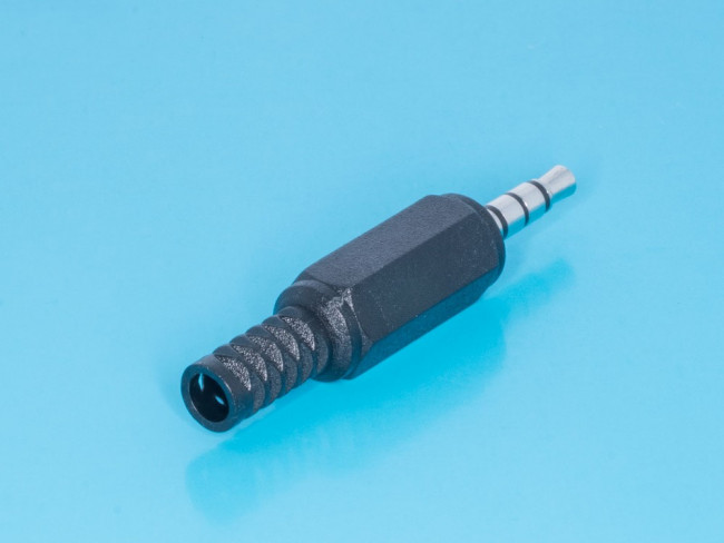 AUD-13, Штекер аудио 3,5мм, 4 контакта, стерео, пластмассовый корпус