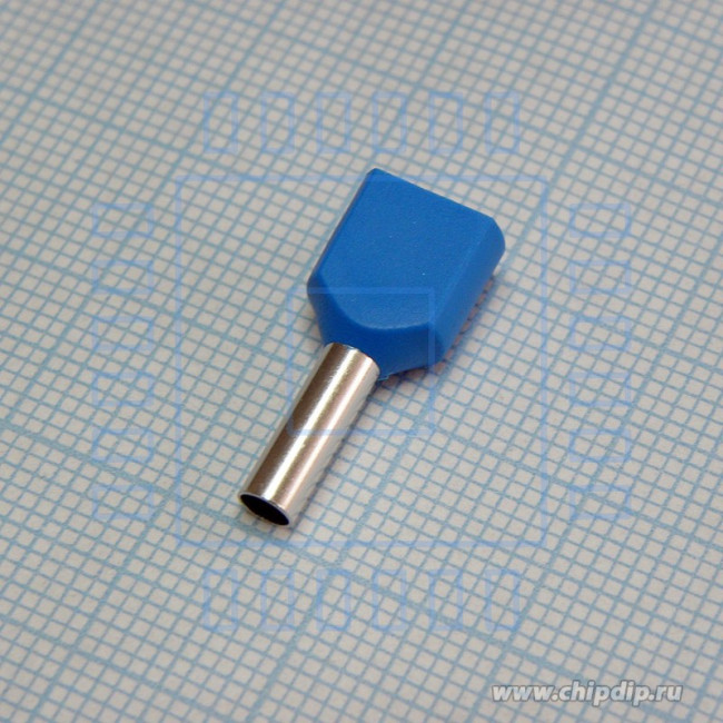 TE 2510 Blue, наконечник кабельный торцевой сдвоенный трубчатый с изоляцией, L=18.5/10мм, провод 2х2.5мм2 TE 2510 Blue, наконечник кабельный торцевой сдвоенный трубчатый с изоляцией, L=18.5/10мм, провод 2х2.5мм2