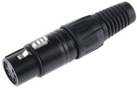 457970, XLR Connector, Socket, Straight, Cable Mount, 5 Poles