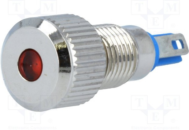 GQ8F-D/O/12, Индикаторная лампа светодиод, плоский, Uраб 12VDC, dотв 8мм