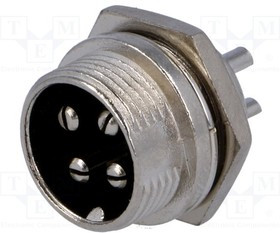 MIC334, Гнездо микрофонное, "папа", PIN 4, на панель