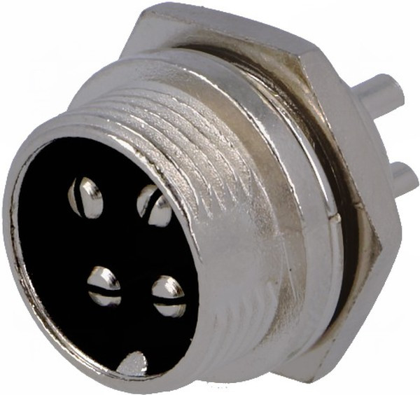 MIC334, Гнездо микрофонное, "папа", PIN 4, на панель