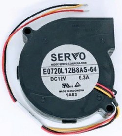 Вентилятор Servo E0720L12B8AS 24v 0.14A 3pin 75x20 улитка