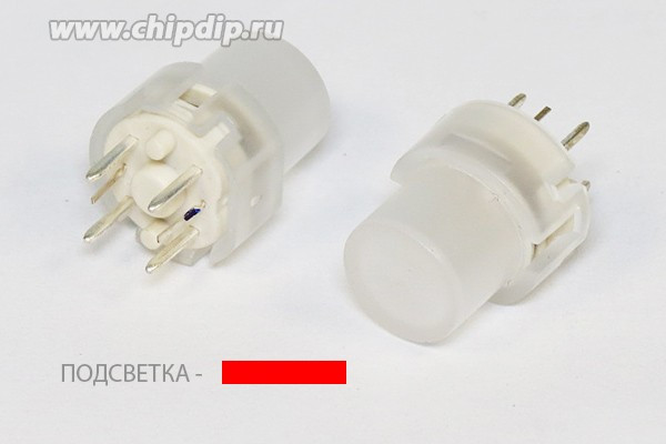 Тактовая кнопка, 12x14, алгоритм работы NO, IL2Вкрасный, контакты 6P, KS01-BL-1