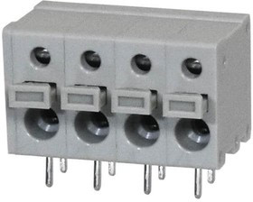 TBL009-500-04GY-2GY, Fixed Terminal Blocks Terminal block, screwless, 5.00, Horizontal, 4, Gray w Gray Button