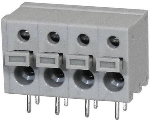 TBL009-500-04GY-2GY, Fixed Terminal Blocks Terminal block, screwless, 5.00, Horizontal, 4, Gray w Gray Button