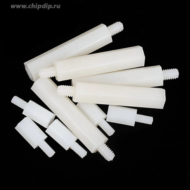 Стойка для печатных плат нейлоновая (белая) М4 высота 18мм (папа-мама)