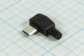Разъем microUSB вилка, тип B, контакты 5C, на кабель, угловой, microUSB B-5PBR1