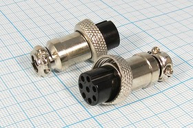 Разъем микрофонный MIC16 розетка, контакты 8P, монтаж на кабель, М16, MC902-8P