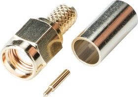 RND 205-00450, Connector, SMA, Brass, Plug, Straight, 50Ohm, Cable Mount, Crimp Terminal