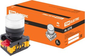 Лампа AL-22TE сигнальная d22мм белый неон/230В цилиндр TDM