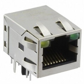JXD2-0015NL, Modular Connectors / Ethernet Connectors RJ45 1x4 Tab Up 1:1 GreenPHY 1000Base-T