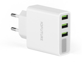 Блок питания (сетевой адаптер) IQFuture IQ-TA35 на 3 USB с LED-экраном белый