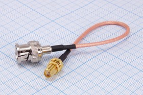 Высокочастотный переходник штекер BNC на штекер BNC, кабель RG316, длина0.15 м; Q-15781 шнур штек BNC-ГН SMA\0,15м\Au/мет\RG316\