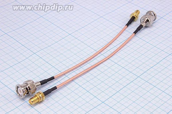 Высокочастотный переходник штекер BNC на штекер BNC, кабель RG316, длина0.15 м; Q-15781 шнур штек BNC-ГН SMA\0,15м\Au/мет\RG316\