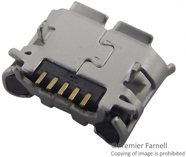 10103594-0001LF, Гнездо; USB B micro; на PCB; SMT,THT; PIN: 5; горизонтальный