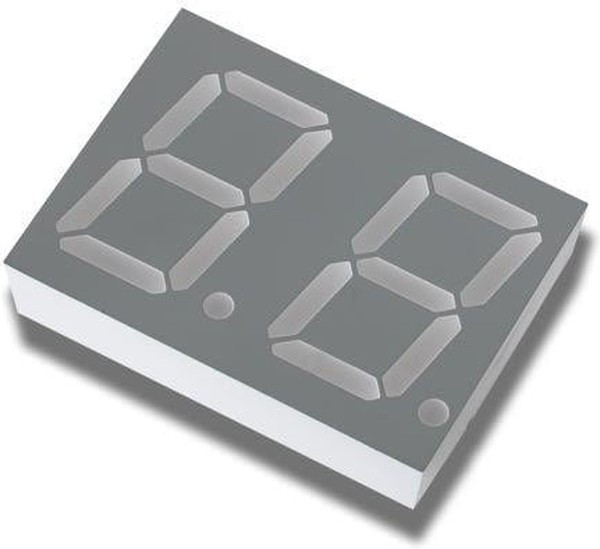 HDSP-5621, Дисплей: LED, 7-сегментный, 14,22мм, 0,56", II.зн: 2, зеленый, анод