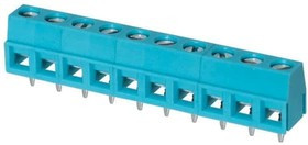 TB006-508-10BE, Fixed Terminal Blocks Terminal block, screw type, 5.08 , horizontal, 10 poles, CUI Blue, slotted screw, PCB mount