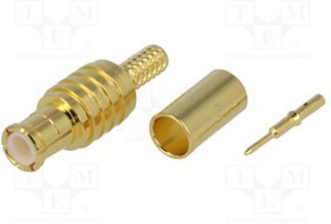 MCX1121A1-3GT30G-5-50, Вилка, MCX, "папа", прямой, 50Ом, обжим, на провод, тефлон, позолота MCX1121A1-3GT30G-5-50, Вилка, MCX, "папа", прямой, 50Ом, обжим, на провод, тефлон, позолота