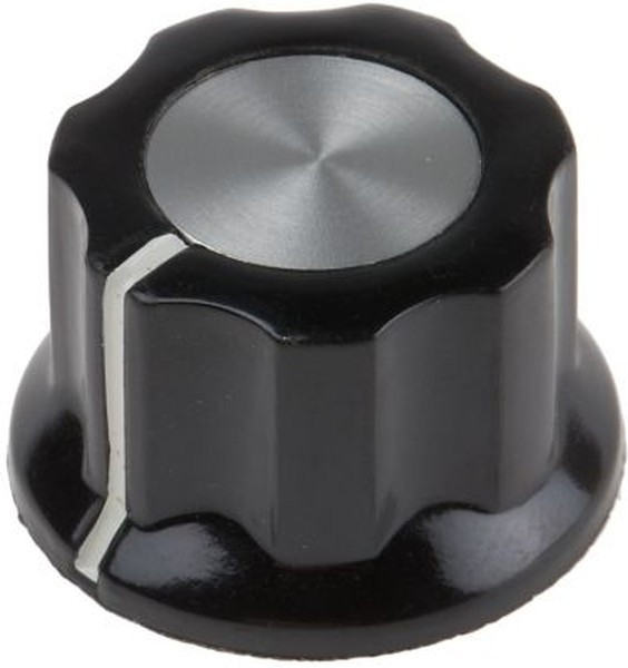 PKES60B1/4, Ручка, Круглый Вал, 6.35 мм, Фенольный Полимер, Round Fluted Skirted with Indicator Line, 19 мм