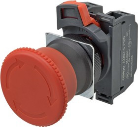 A22NE-M-P202-N, Emergency Stop Switches / E-Stop Switches Estp 40mm TrnRst 2NC PushIn