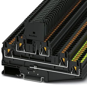 3002603, PT 4 Series Black Fused DIN Rail Terminal, 6mm², Triple-Level, ATEX, IECEx