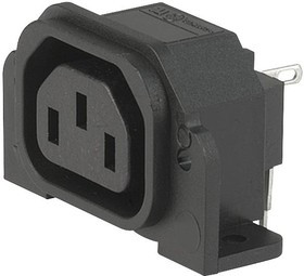 6182.0033, IEC Power Connector, IEC C13 Outlet, 15 А, 250 В AC, Быстрое Соединение, Монтаж на Фланец