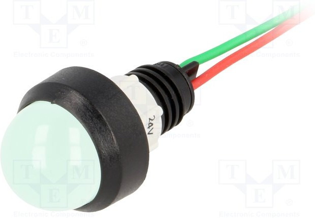 LG-D20-24AC/DC, Индикат.лампа: LED, выпуклый, 24ВDC, 24ВAC, Отв: d13мм, IP40