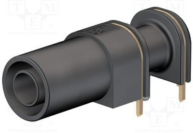 XELW-4-21, Гнездо; "банан" 4мм; 24А; 33мм; черный; позолота; PCB,на панель