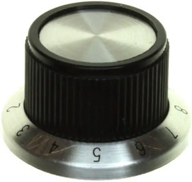 PKD70B101/4, Ручка, Круглый Вал, 6.35 мм, Фенольный Полимер, Straight Knurled Skirted with Numbers 0