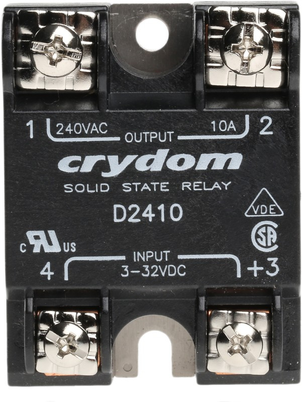 D2410, Твердотельное реле, SPST-NO, 10 А, 280 В AC, Панель, Винт, Переход Через Нуль