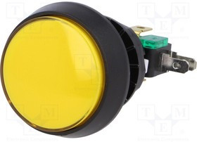 VAQ-9-10-12-Y, Переключатель: кнопочный, Пол: 2, SPDT, 10A/250ВAC, ON-(ON), желтый