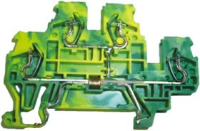 870-507, 870 Series Green/Yellow Earth Terminal Block, 2.5mm², Double-Level, Cage Clamp Termination
