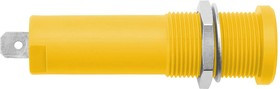 HSEB 3125 L Ni / GE, Yellow Female Banana Socket, 4 mm Connector, Tab Termination, 16A, 1000V, Nickel Plating
