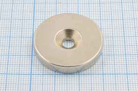 Магнит цилиндрический, кольцо с зенковокой 30x d5x 5мм , 13689 магнит 30,0xd 5,0x 5\цилиндр\\Ni\\с з