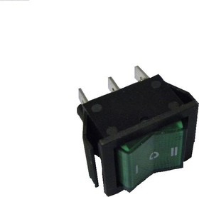 IRS-203-1B6-G, Переключатель с подсветкой ON-OFF-ON (15A 250VAC) 6P, зеленая клавиша