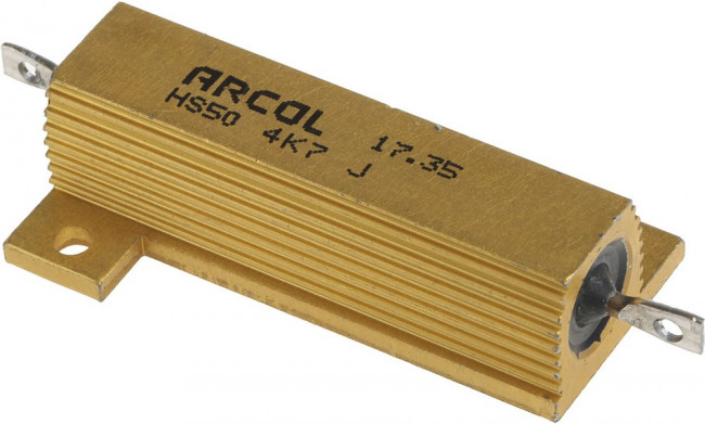 HS50-4K7J, Резистор: проволочный, с радиатором, винтами, 4,7кОм, 50Вт, ±5%