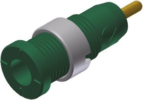 975459704, Green Female Banana Socket, 2mm Connector, Solder Termination, 10A, 1000V ac/dc, Gold