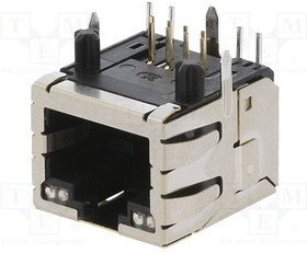 CUCINDJ1STAR4LSLED, Гнездо; RJ45; PIN: 8; с LED; позолота; Конф: 8p8c; на PCB; THT