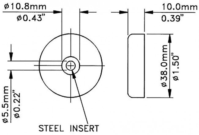 F1687, Резиновая прокладка / ножка, Болт, 10 мм, 38 мм, Круглая, Черный