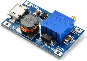 MT3608 DC-DC module (micro USB), DC-DC преобразователь, повышающий, Uвх=2...24В, Uвых= до 28В, Iвых(
