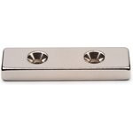 Неодимовый магнит прямоугольник 50х15х6 мм с двумя зенковками 4/7.5 мм