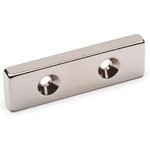 Неодимовый магнит прямоугольник 50х15х6 мм с двумя зенковками 4/7.5 мм