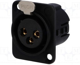 724-0300, Гнездо; XLR; "мама"; PIN: 3; прямой; пайка; позолота; 50В; 15А; 14AWG