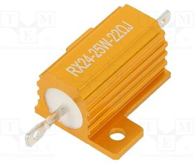 AHP25W-22RJ, Резистор: проволочный, с радиатором, 22Ом, 25Вт, ±5%, 50ppm/°C