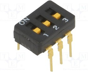 A6D-3100, Переключатель: DIP-SWITCH, Кол-во секций: 3, ON-OFF, 0,03A/30VDC