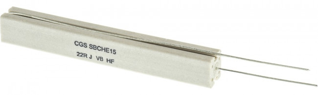 SBCHE1522RJ, Резистор в сквозное отверстие, 22 Ом, Серия SBC, 17 Вт, ± 5%, Осевые Выводы, 19.3 В SBCHE1522RJ, Резистор в сквозное отверстие, 22 Ом, Серия SBC, 17 Вт, ± 5%, Осевые Выводы, 19.3 В